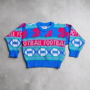 Vintage Popsicle Football Sweater Kids 2T 90s Knit Sports Pullover Yugoslavia
